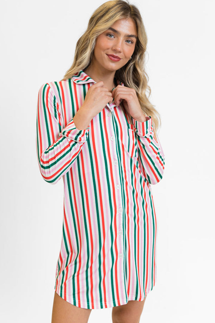 🎅 Luke &amp; Estelle “Merry Morning Striped Nightshirt” – Cozy Christmas Comfort ❤️💚