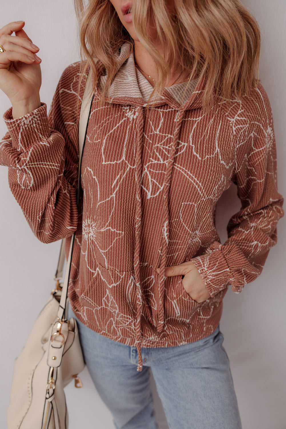 Terra Blossom Textured Hoodie