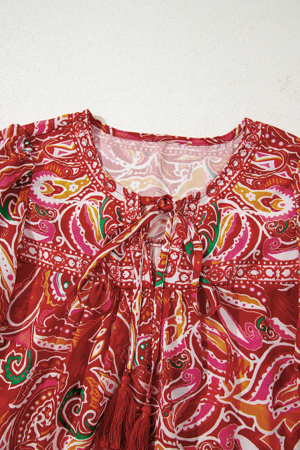 Sangria Stroll Tassel Blouse