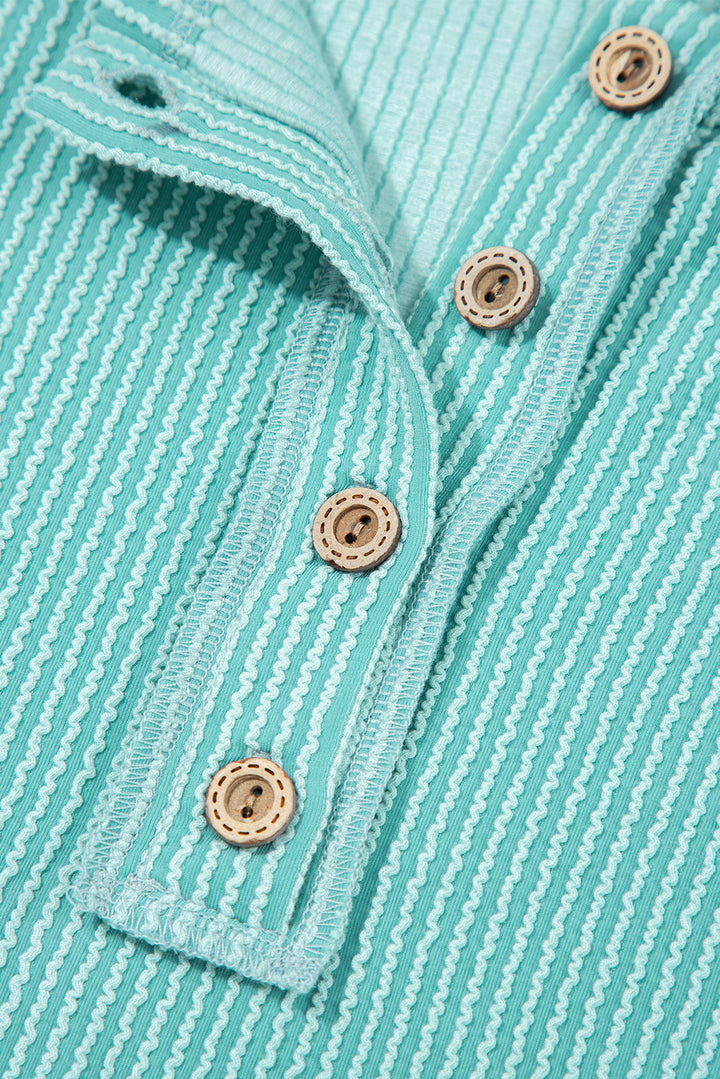 Colorburst Waffle Henley – Teal & Sunset Sleeves