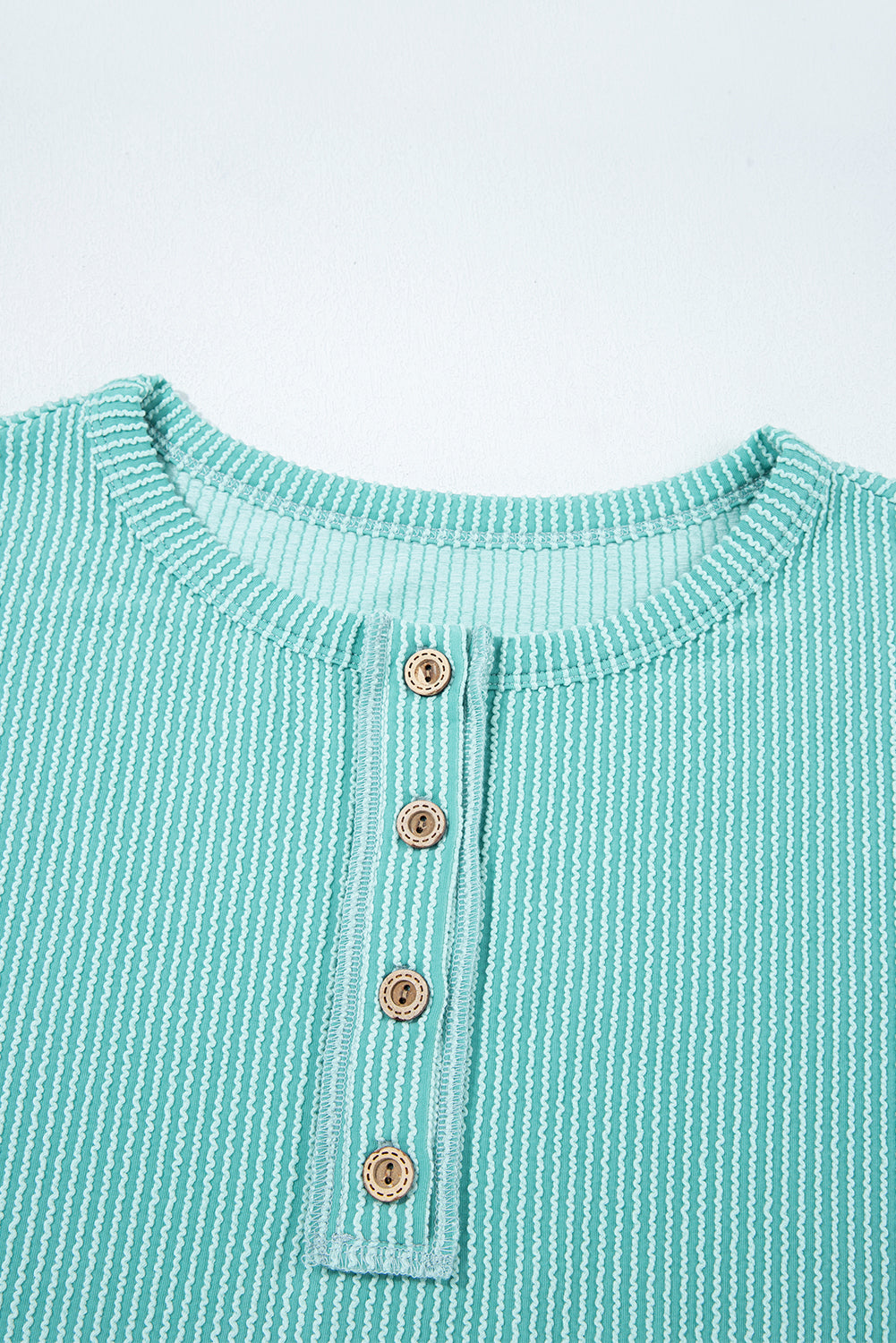 Colorburst Waffle Henley – Teal & Sunset Sleeves