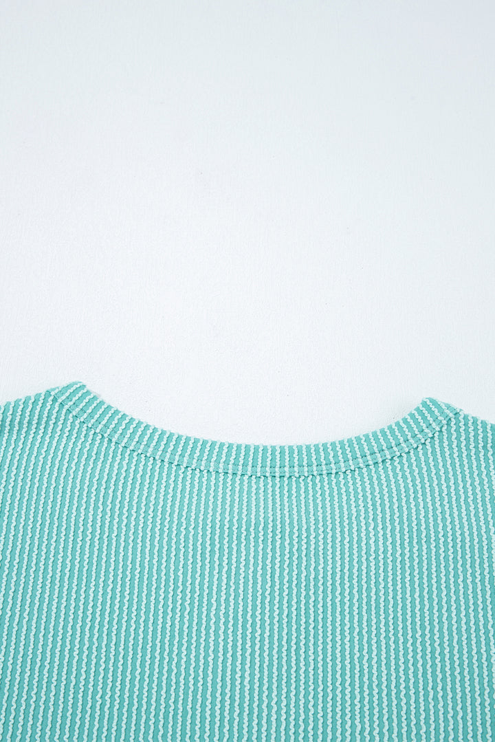Colorburst Waffle Henley – Teal & Sunset Sleeves