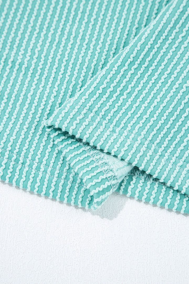 Colorburst Waffle Henley – Teal & Sunset Sleeves