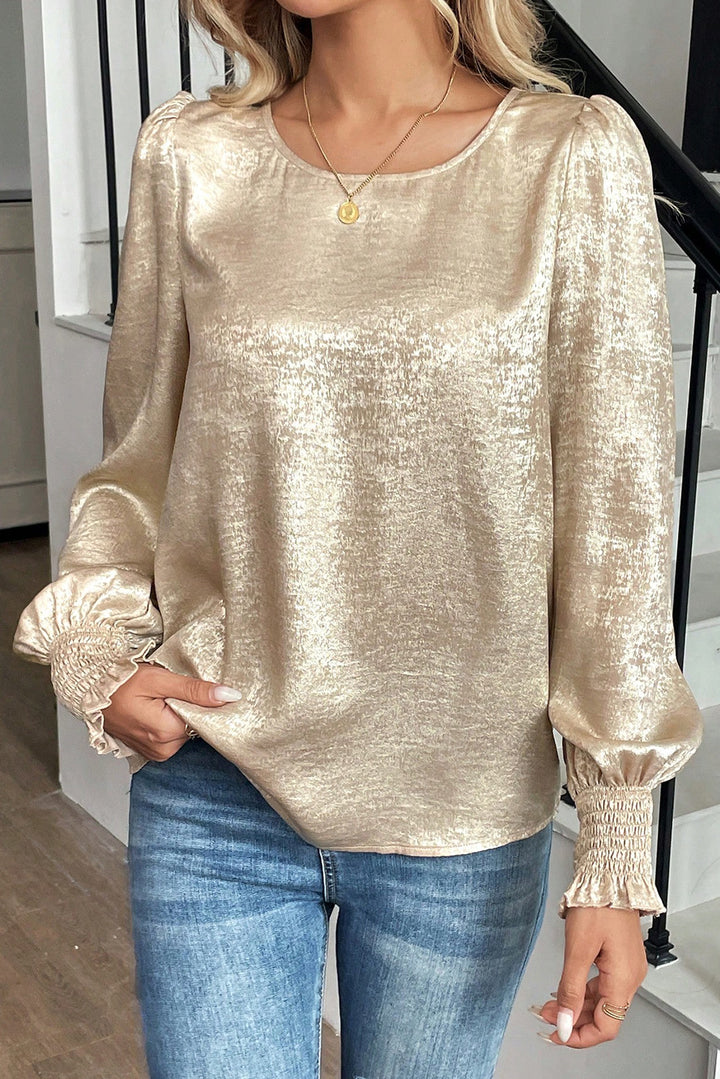 ✨ Luke & Estelle “Golden Hour Glam” Metallic Balloon Sleeve Top ✨