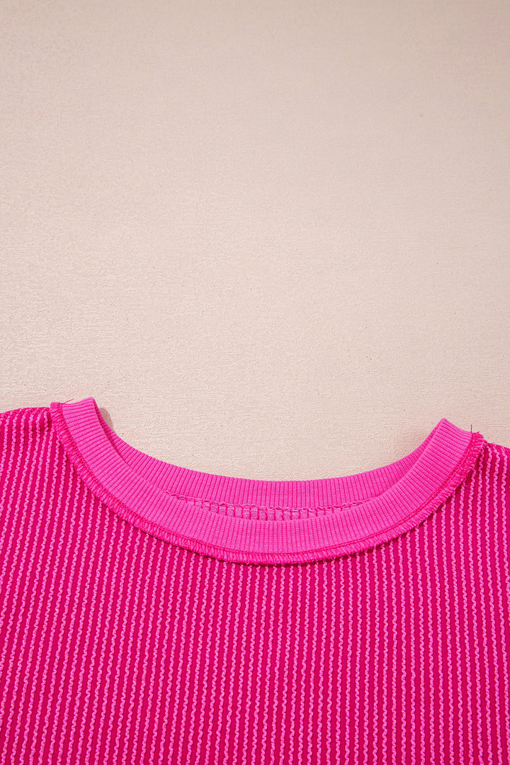 Hot Shot Ripple Rib Pullover – Electric Pink