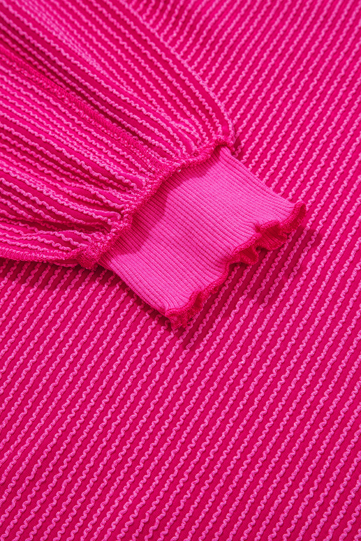 Hot Shot Ripple Rib Pullover – Electric Pink