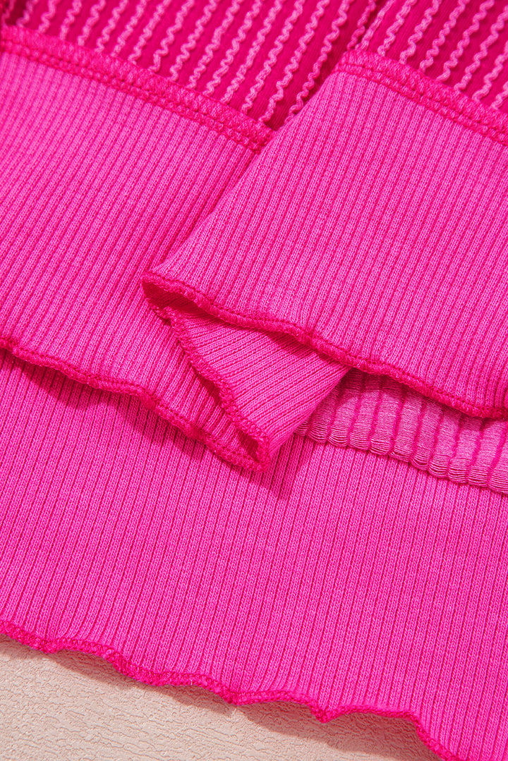 Hot Shot Ripple Rib Pullover – Electric Pink