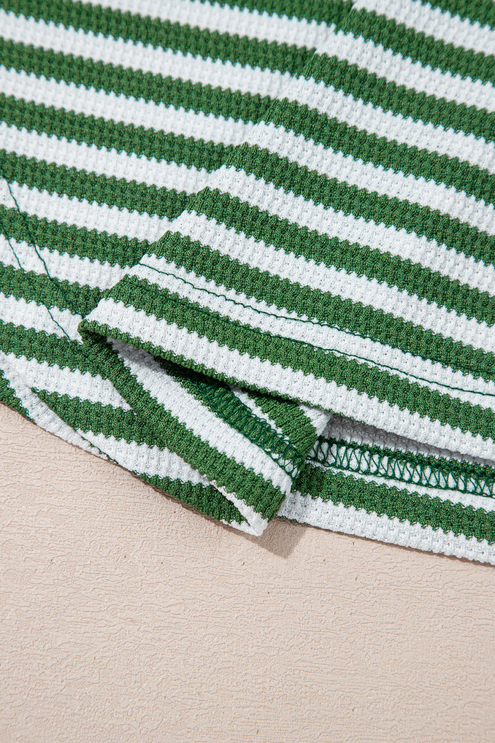 Northwoods Stripe Waffle Top – Evergreen