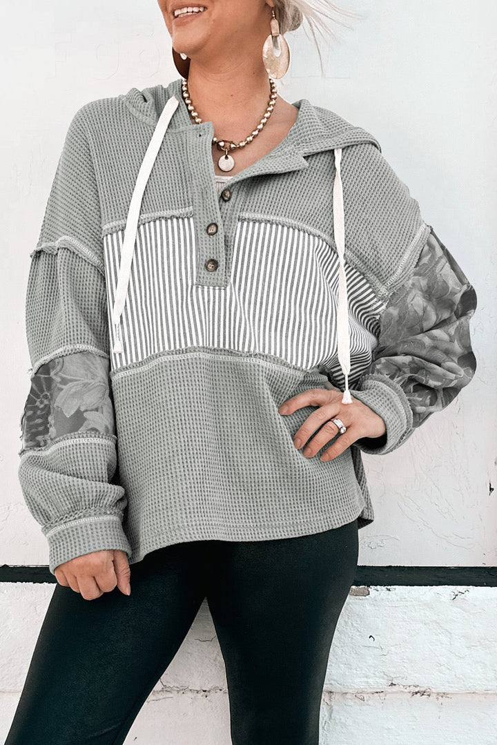 Harvest Trails Waffle Hoodie — Ashphalt Stripe Mix