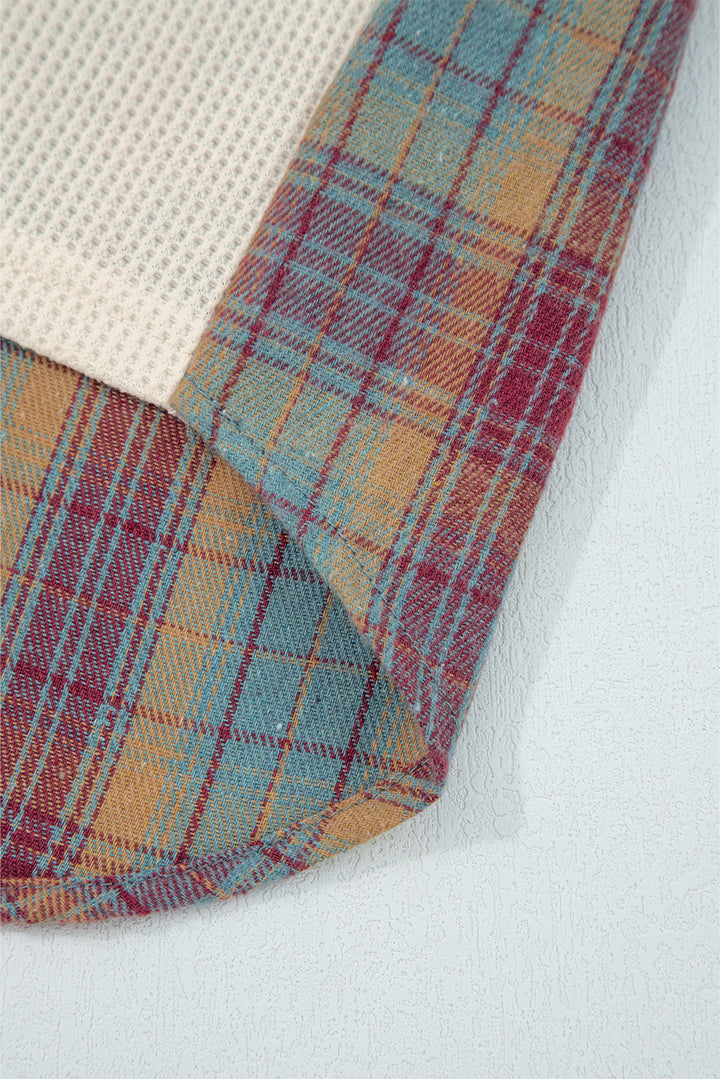 Trail Mix Patchwork Henley – Waffle Knit + Plaid Magic