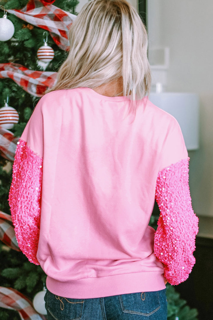 Luke & Estelle “Holly Jolly Sequin Sleeve Sweatshirt”
