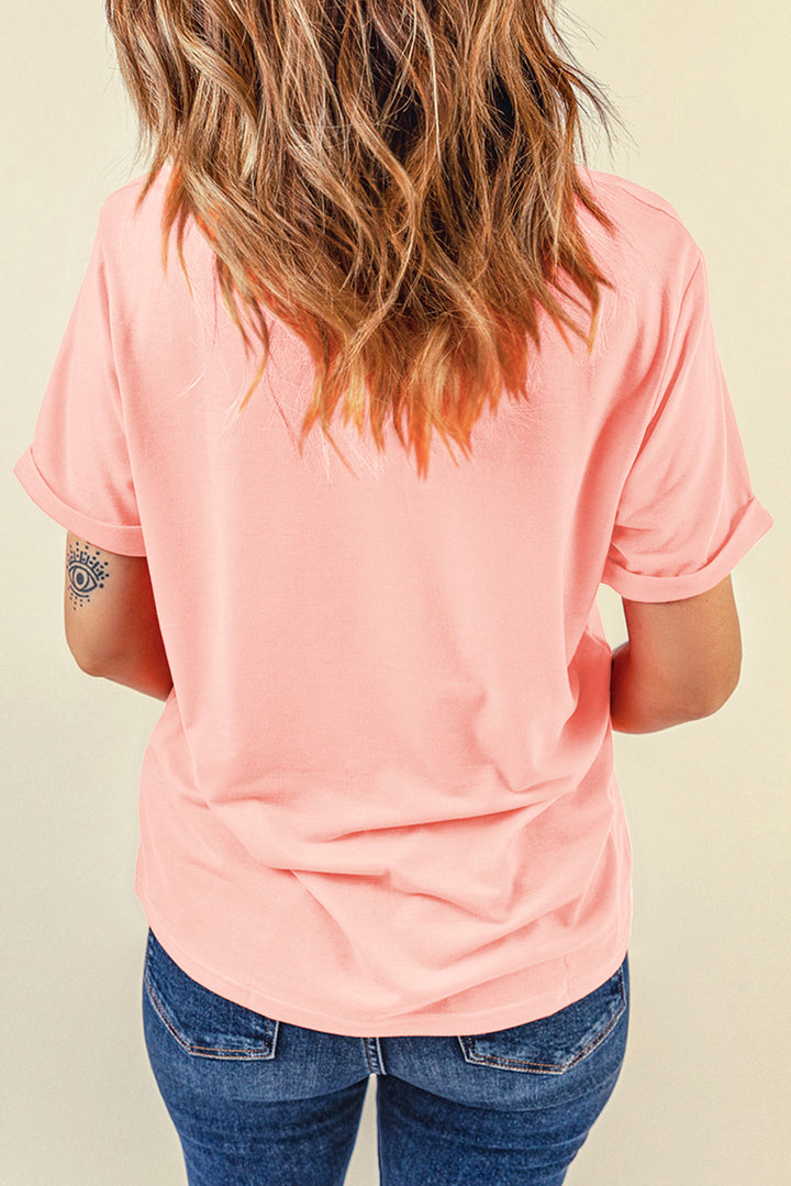 Peach Floral AMEN Bow Graphic Crewneck T Shirt