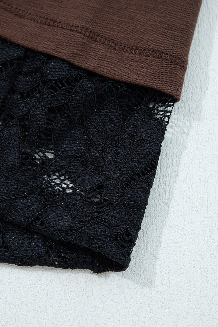Cocoa Lace Illusion Layered Long-Sleeve Tee