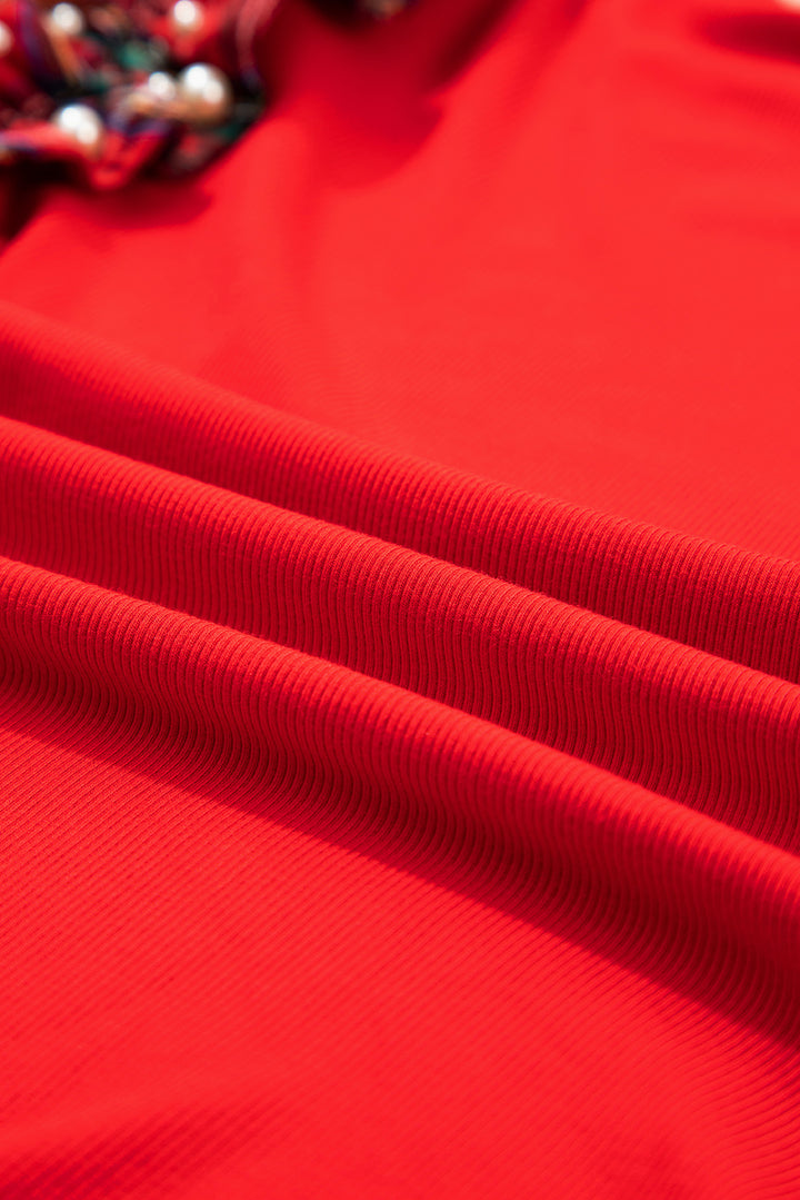 ❤️ Luke & Estelle “Holly Jolly Pearl Sleeve Top” – Festive Glam Meets Southern Charm 🎁✨