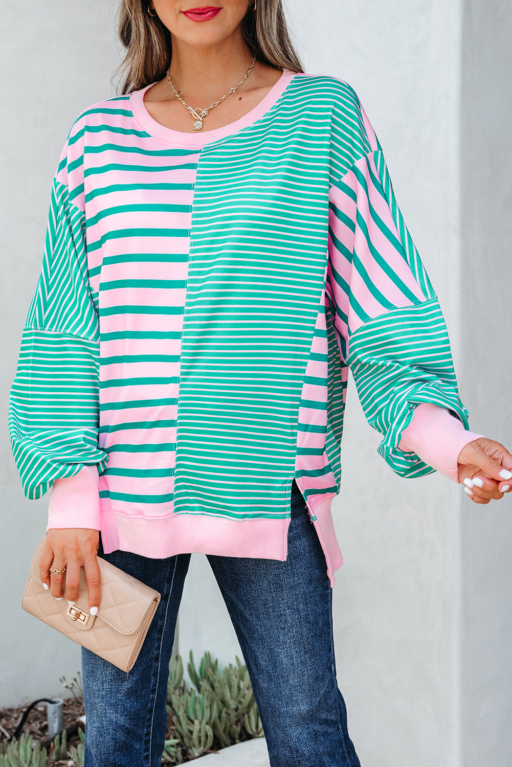 Rally Color-Pop Stripe Sweatshirt