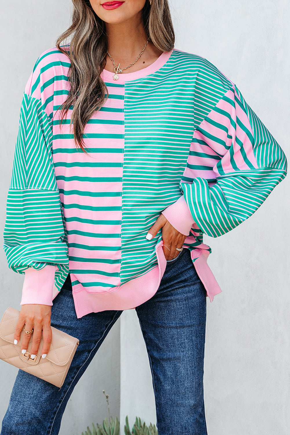 Rally Color-Pop Stripe Sweatshirt