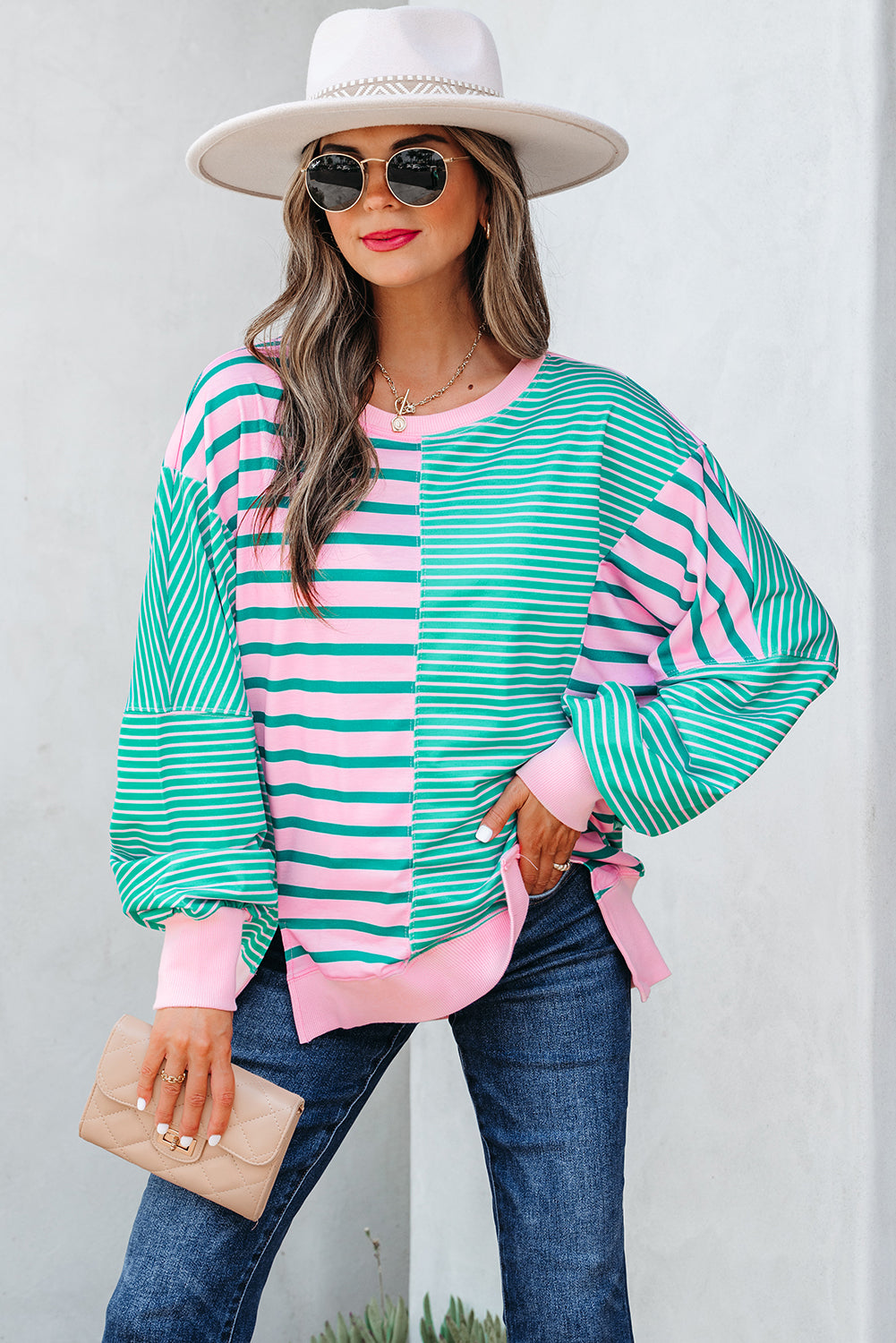 Rally Color-Pop Stripe Sweatshirt