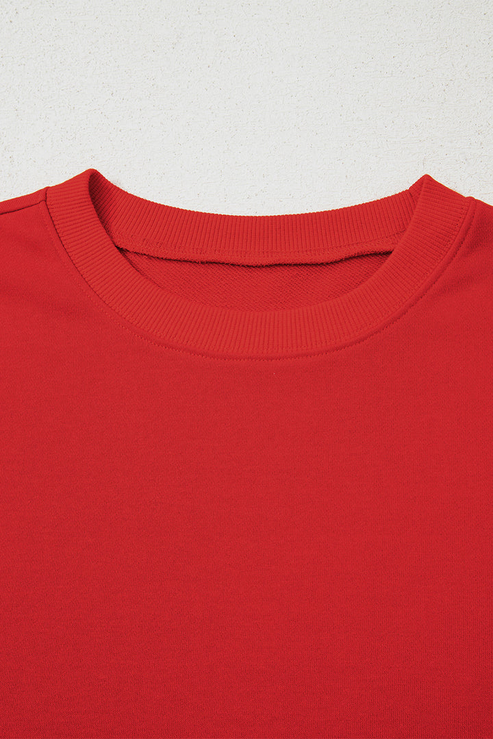 Luke & Estelle “Game On” Varsity Stripe Sweatshirt – Bold Red Essential