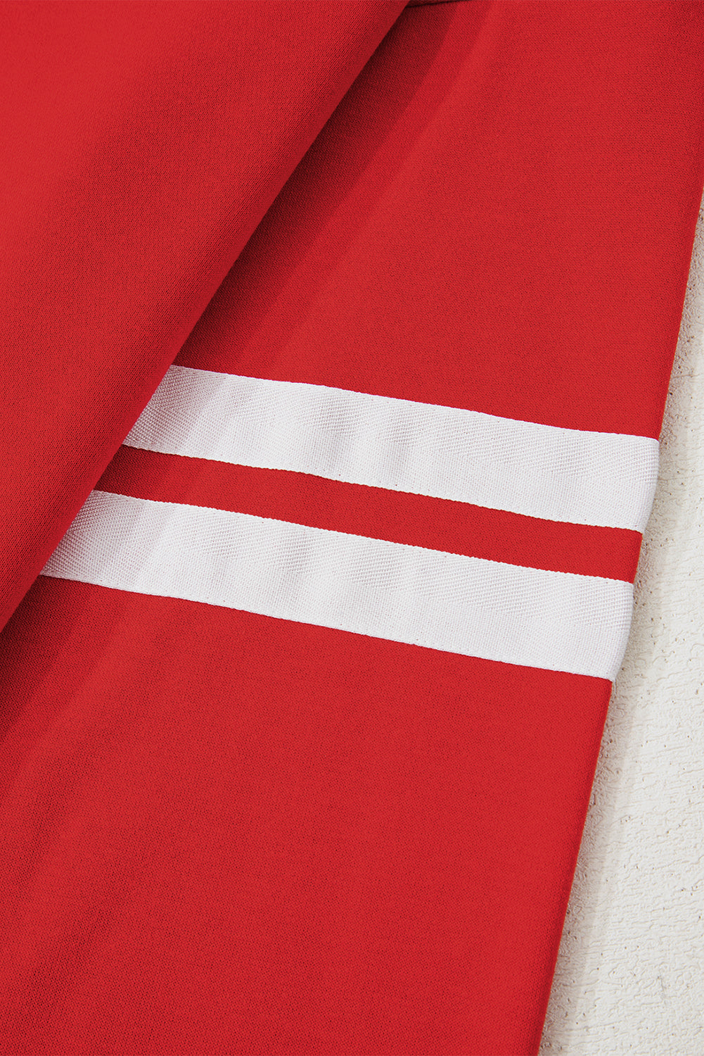 Luke & Estelle “Game On” Varsity Stripe Sweatshirt – Bold Red Essential