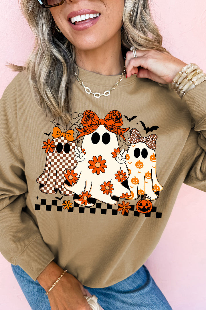 “Ghouls’ Night In” Cozy Graphic Cute Ghosts Sweatshirt