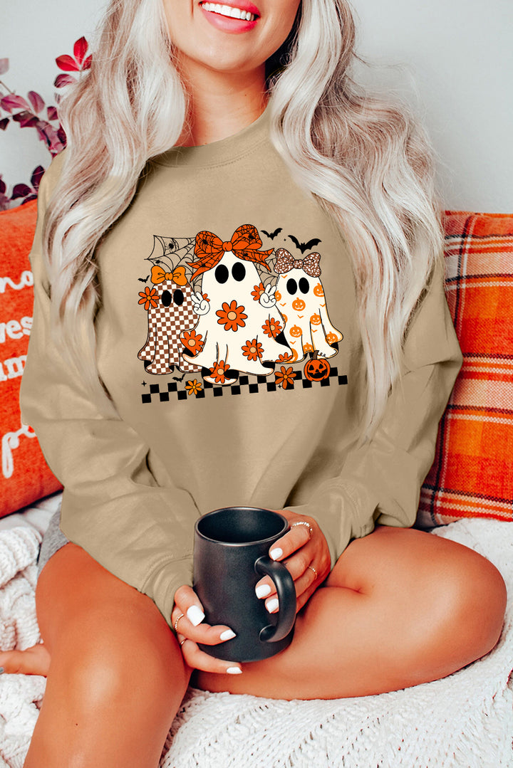“Ghouls’ Night In” Cozy Graphic Cute Ghosts Sweatshirt