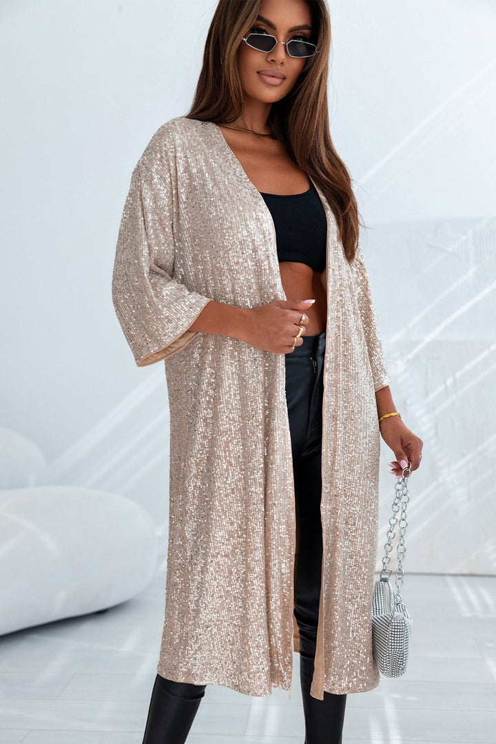 Champagne  Sequin Duster Kimono