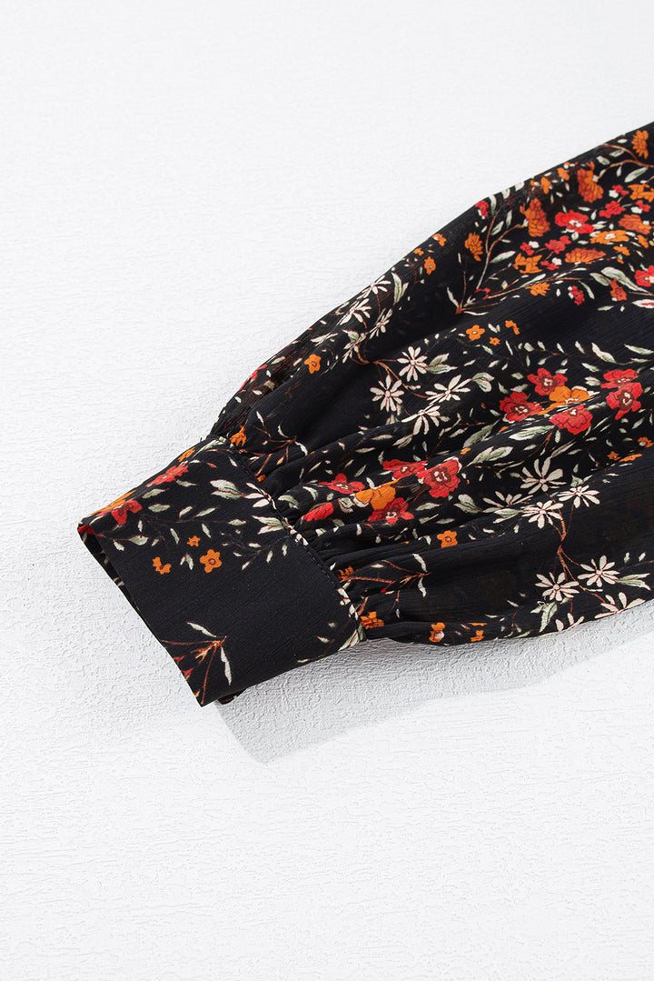 Midnight Garden Blouse – Luxe Black Floral Button Down