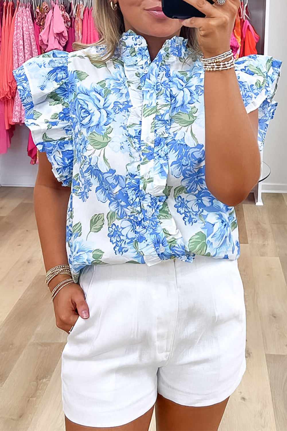 Bluebell Bloom Ruffle Flutter Blouse