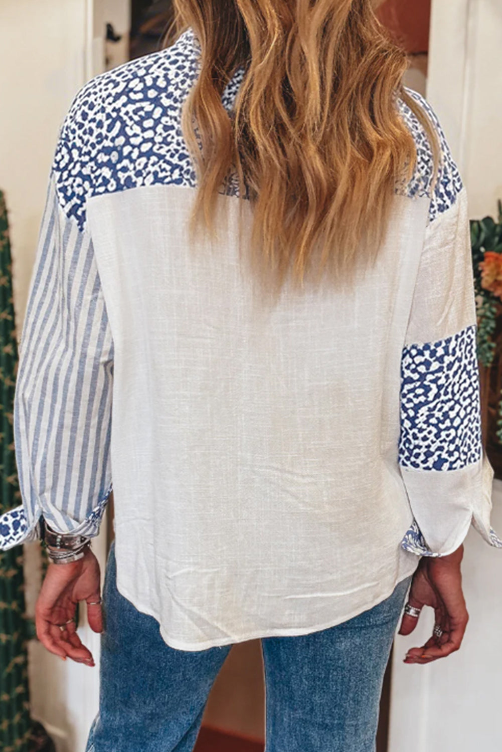 Blue Breeze Patchwork Button Down