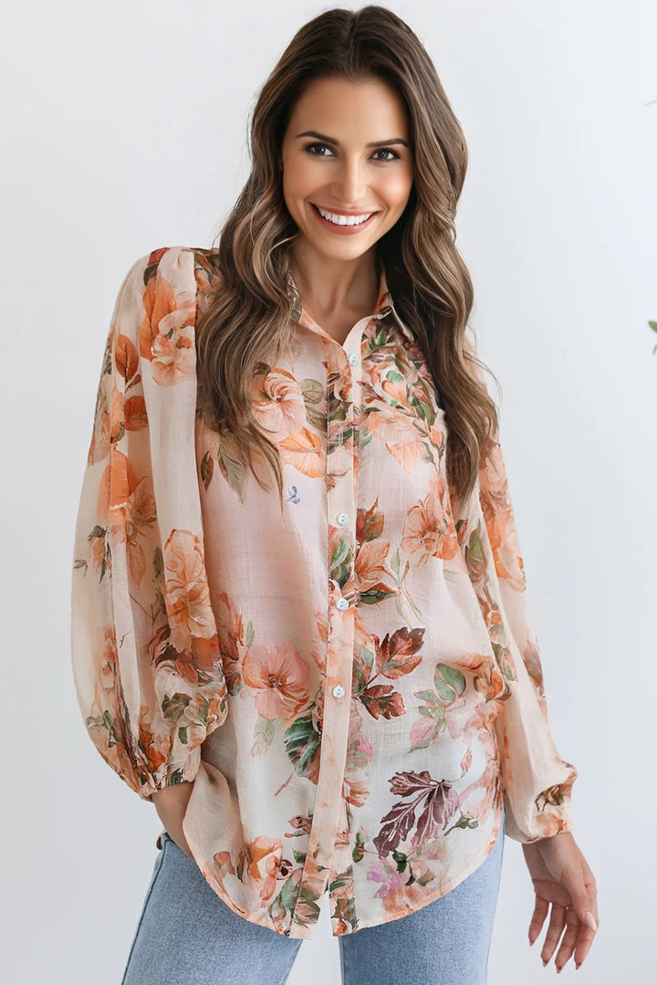 Harvest Bloom Balloon-Sleeve Blouse 🍁
