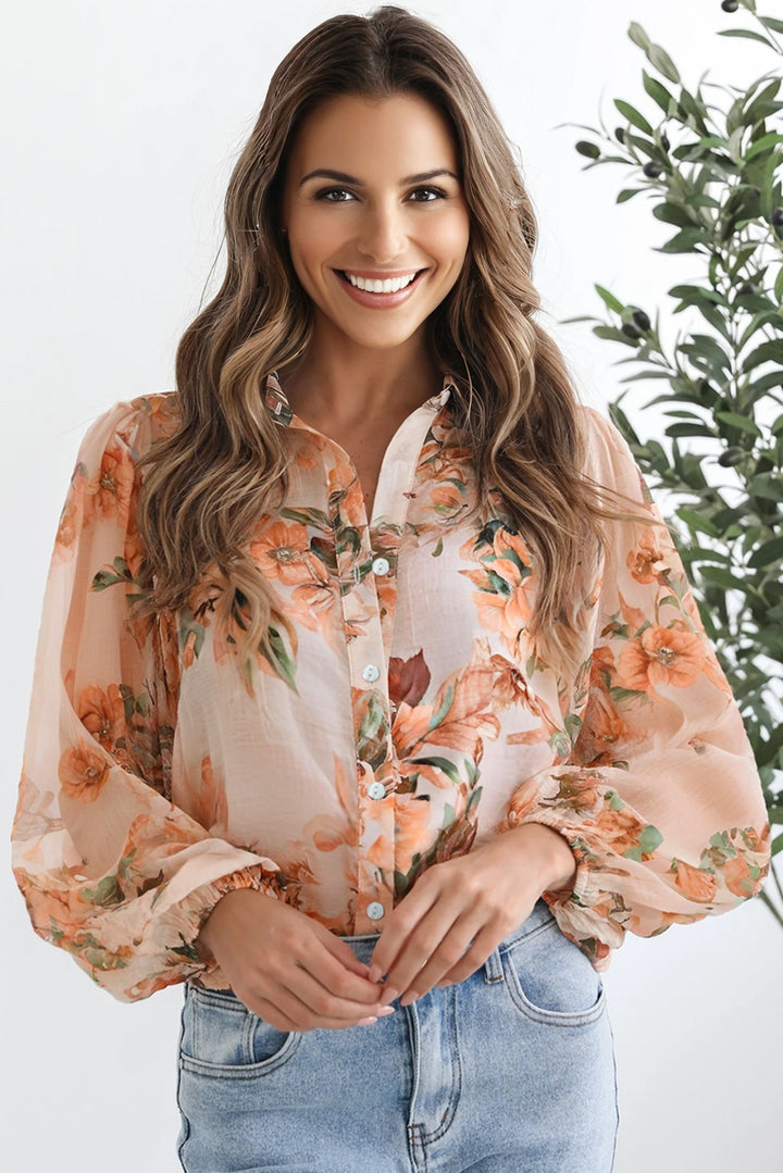 Harvest Bloom Balloon-Sleeve Blouse 🍁