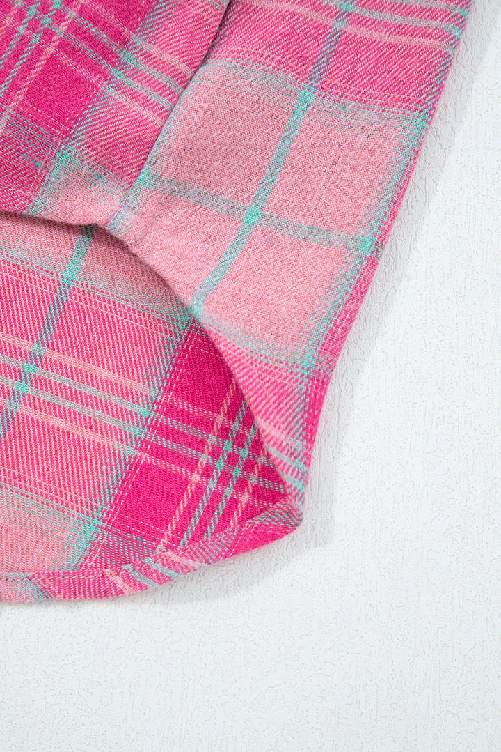 Bubblegum Breeze Oversized Plaid Flannel