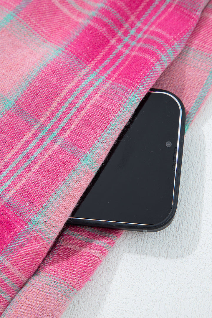 Bubblegum Breeze Oversized Plaid Flannel