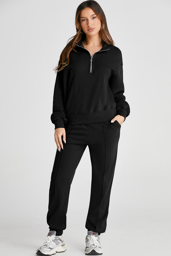 ✨ Cozy Chic Quarter-Zip Lounge Set (Black or Powder Blue) ✨