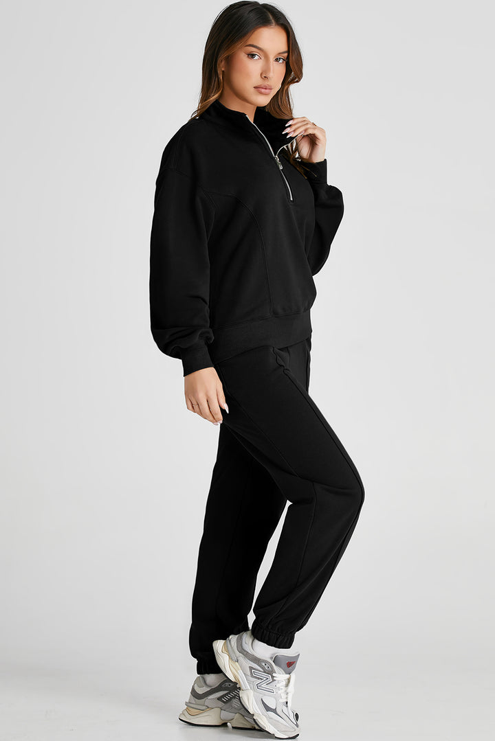 ✨ Cozy Chic Quarter-Zip Lounge Set (Black or Powder Blue) ✨