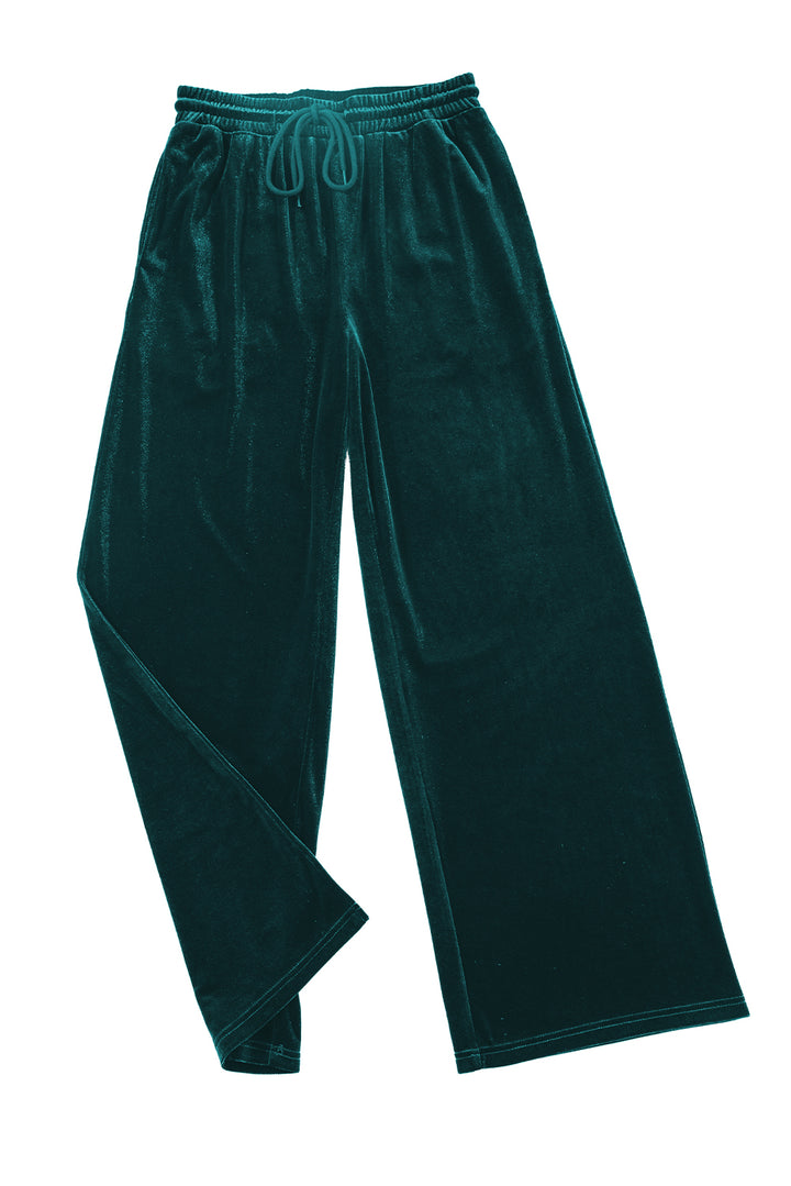 ✨ Luxe Lounge Velvet Wide Leg Pants – Available in Black, Emerald & Wine ✨