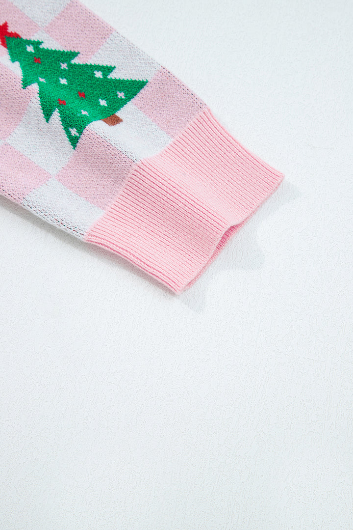 🎄🎅🏻Luke & Estelle “Candy Cane Dreams Checkered Christmas Cardigan” – Pink & White (OR) Red & White