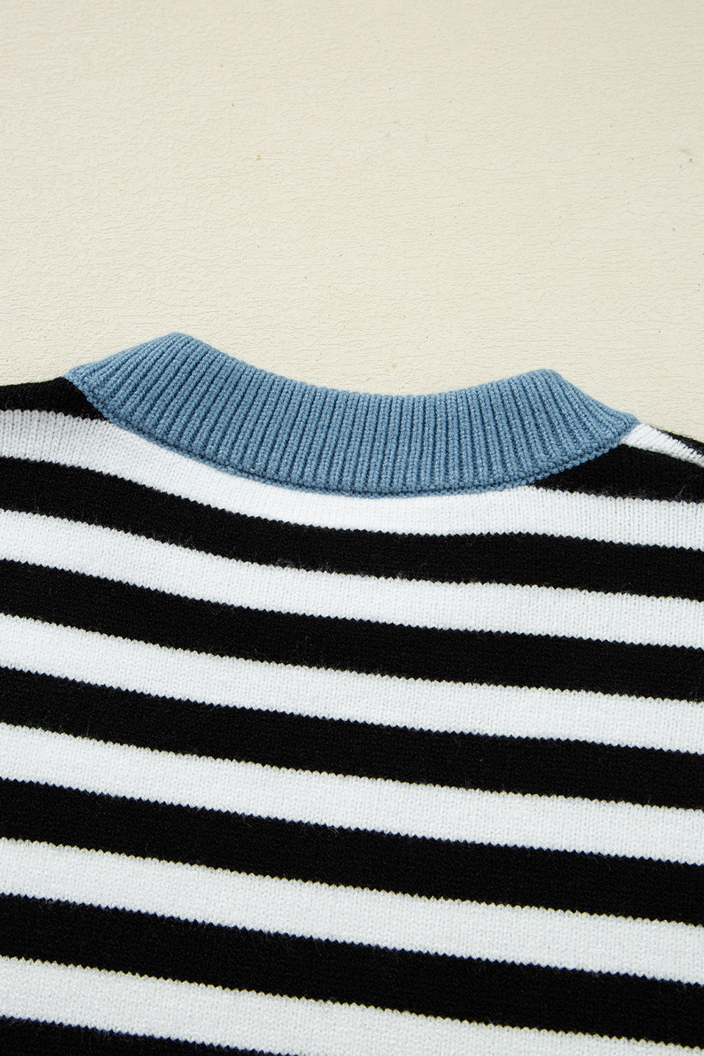 Harbor Stripe Contrast Knit—Color-Block Crew Neck Sweater