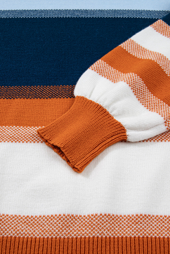 💙🧡 Luke & Estelle “Autumn Skies Striped Sweater” – Cozy, Chic, & Ready to Sell Out! 🍂