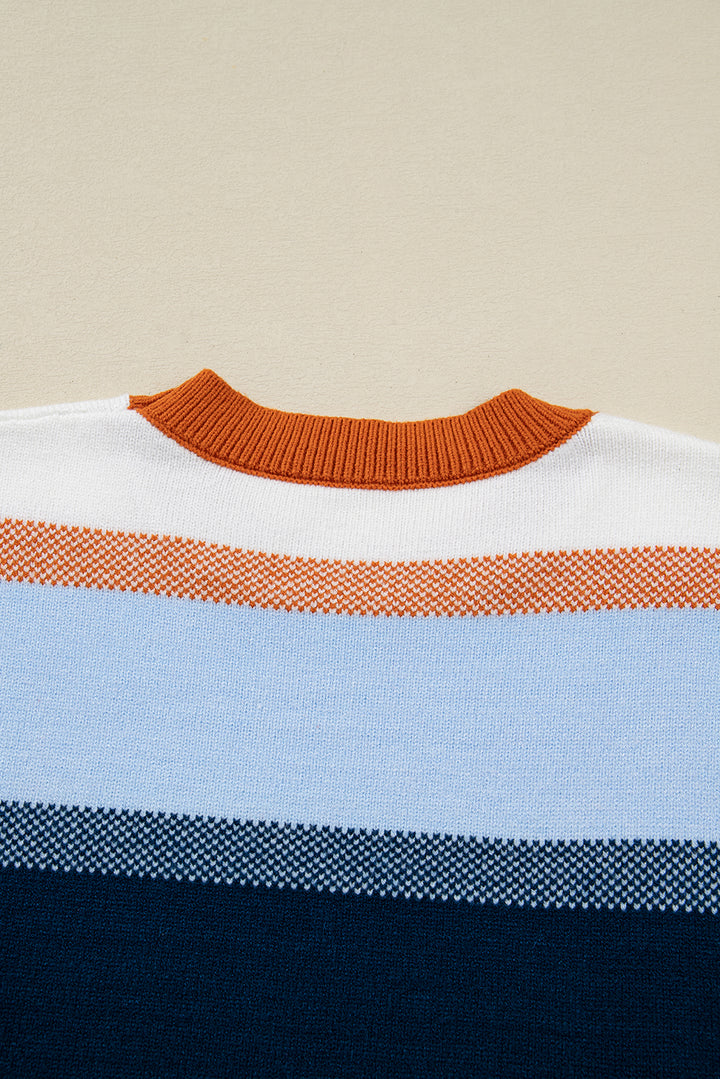 💙🧡 Luke & Estelle “Autumn Skies Striped Sweater” – Cozy, Chic, & Ready to Sell Out! 🍂