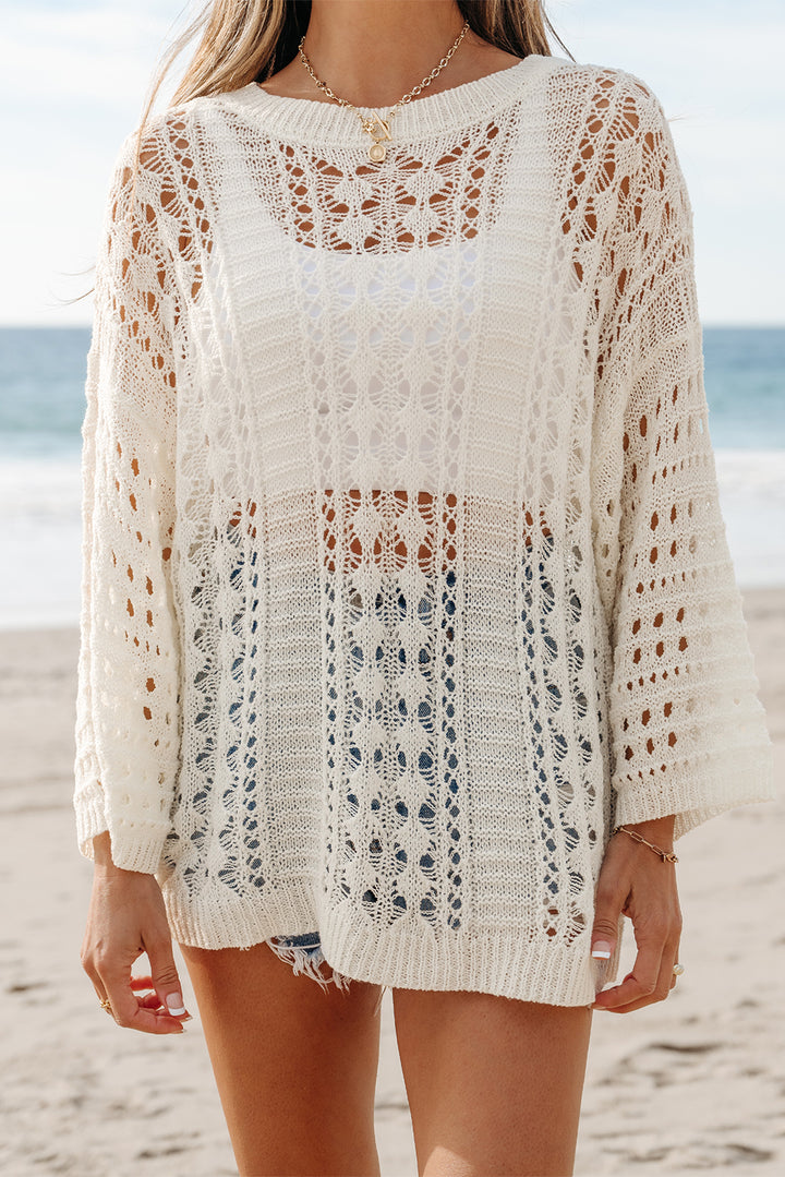 Cozy Breeze Cream Knit Pullover Sweater