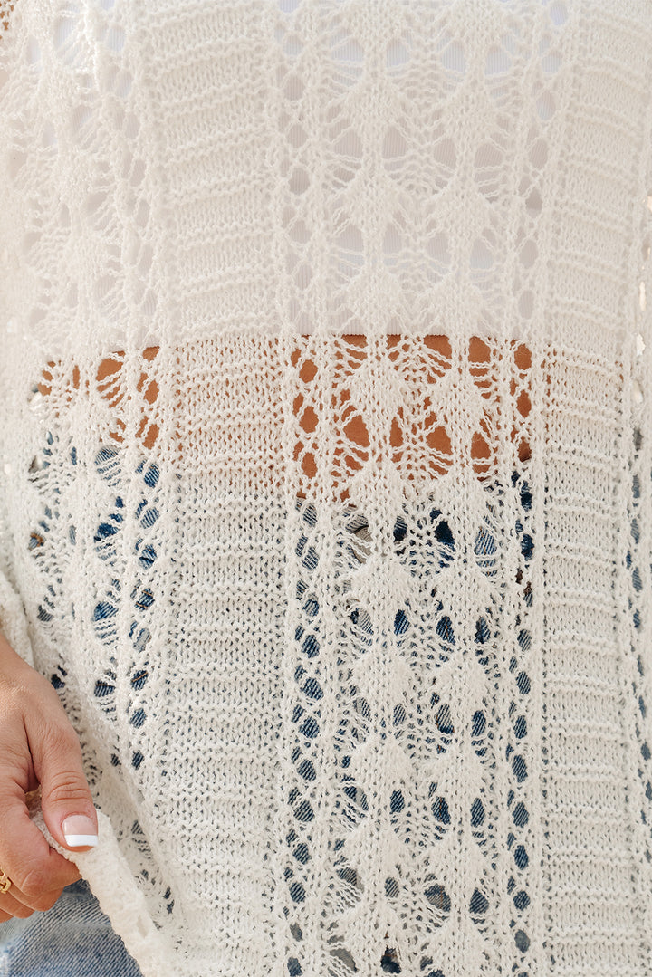 Cozy Breeze Cream Knit Pullover Sweater