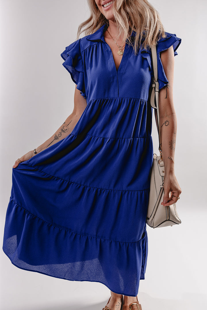 Electric Sky Ruffle Tiered Midi Dress 💙