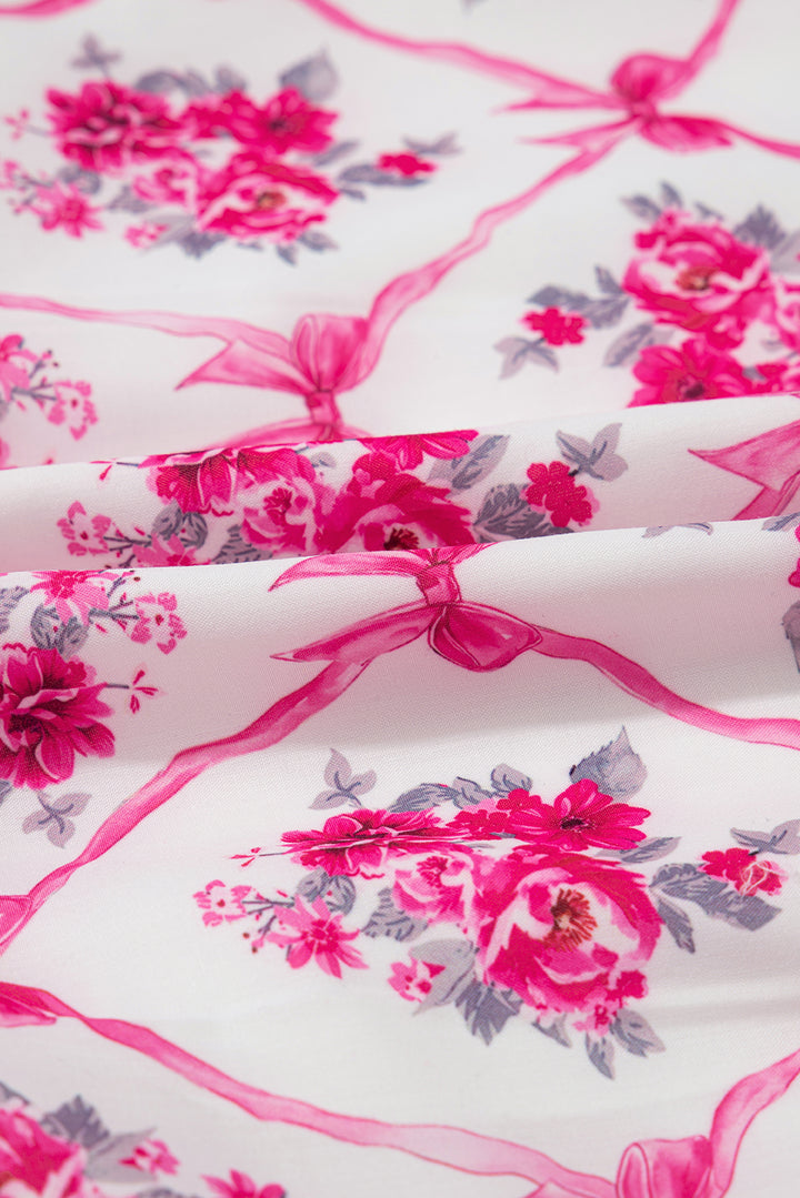 Rosé Ribbon Bouquet Flutter Babydoll Dress