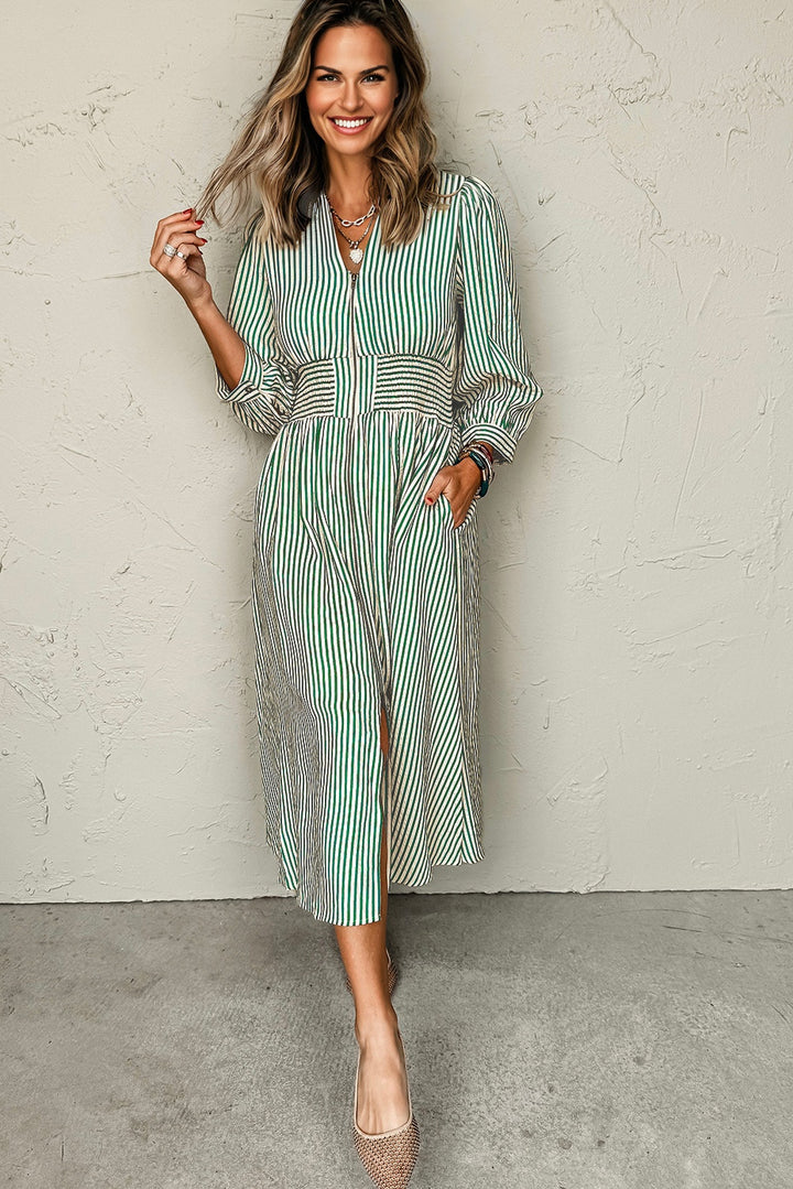 Zip The Line Midi Dress – Meadow Stripe