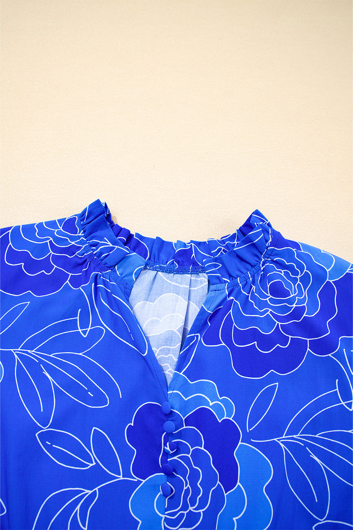 Royal Bloom Ruffle Mini Dress
