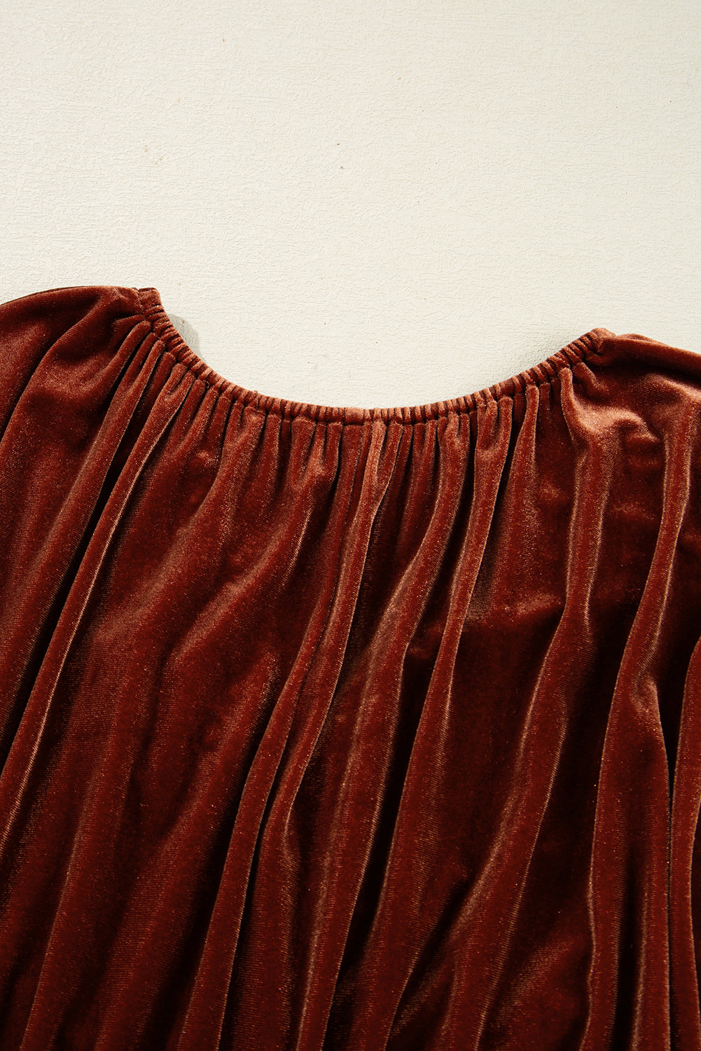 Velvet Afterglow Ruched Mini Dress – Rust