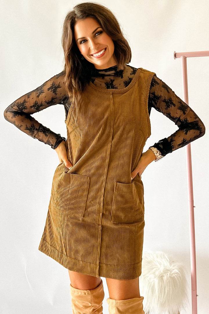 Golden Hour Cord Pinafore Dress (with Pockets!)