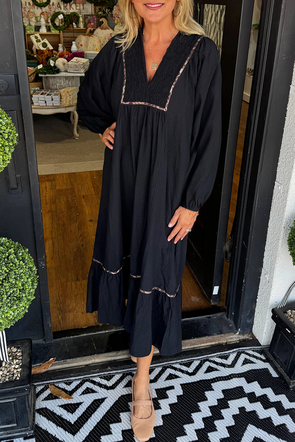 ✨ Luke & Estelle “Midnight Charm” Smocked Maxi Dress ✨