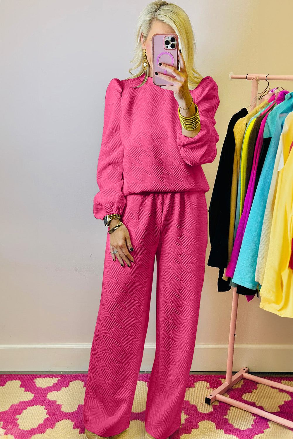 ✨ Luxe Textured Lounge Set – Hot Pink or Classic Black | Effortless Chic Comfort ✨